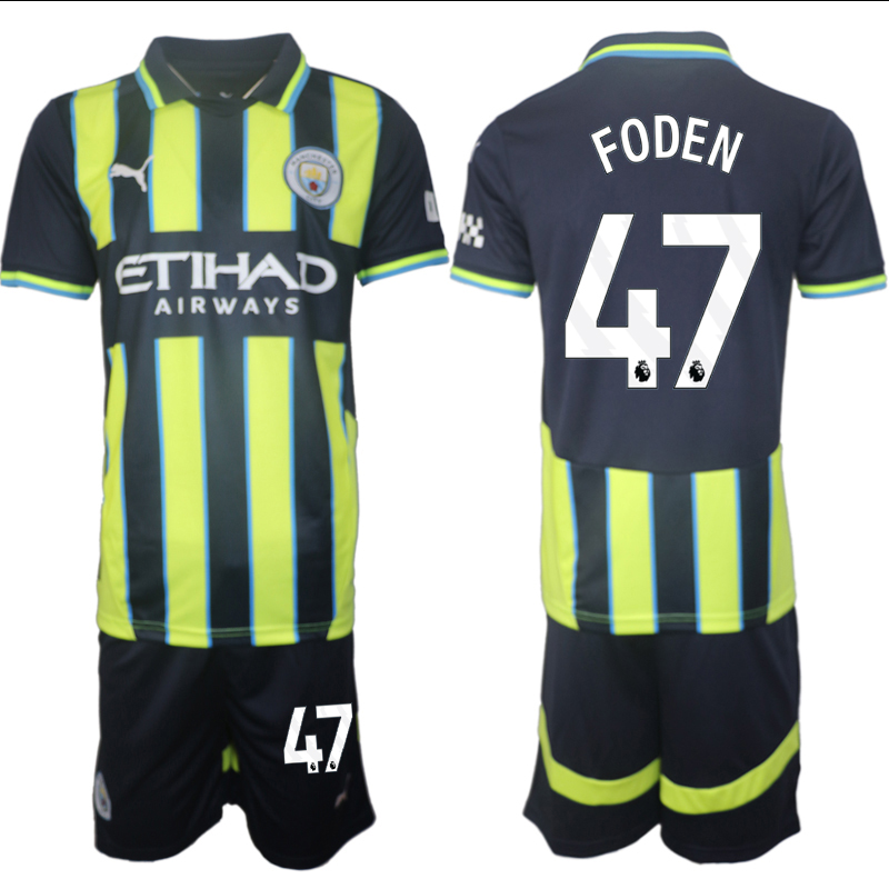 Men 2024-2025 Club Manchester City away black green #47 Soccer Jersey->indianapolis colts->NFL Jersey